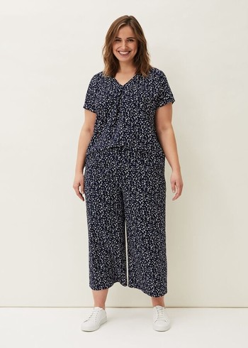 Phase Eight Carin Spot Culottes Trousers Navy Canada | GNTEPU-074